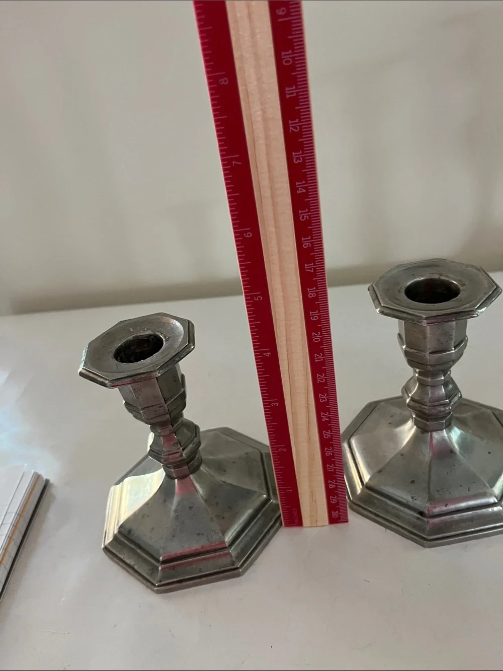 Gotham Pewter Octette Candlesticks (2) 1950’s discontinued pattern 4.5 in tall